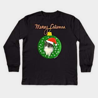 Meowy Catsmas Cat Ornament Design Kids Long Sleeve T-Shirt